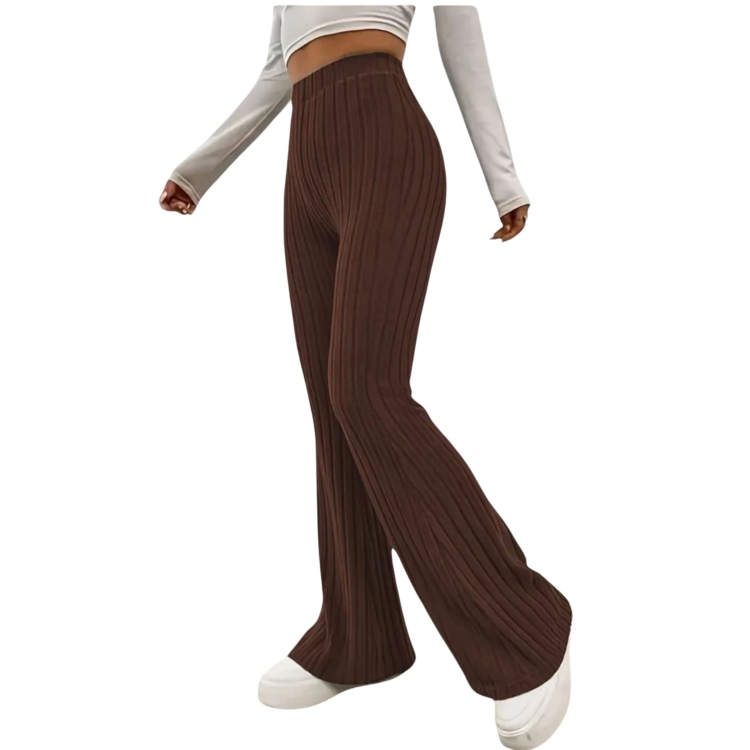 Legginsy Dzwony Damskie Prążkowane Rozciągliwe