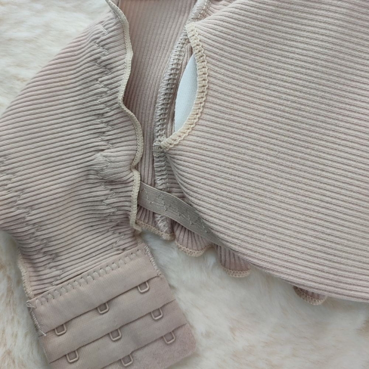 Biustonosz Bandeau z Falbanką Prążkowany Czarny 3-Pak