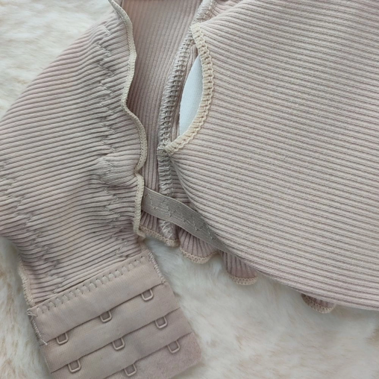 Biustonosz Bandeau z Falbanką Prążkowany Czarny 3-Pak