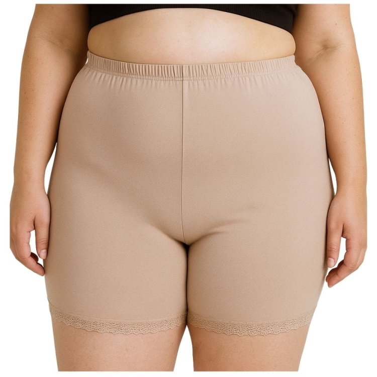 Majtki przeciw otarciom ud z koronką beżowe