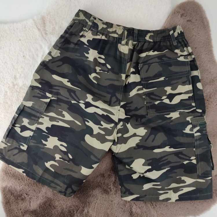 Bojówki Męskie moro z elastycznym pasem i kieszeniami