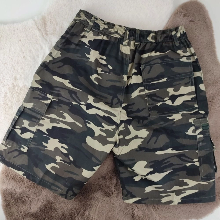 Bojówki Męskie moro z elastycznym pasem i kieszeniami