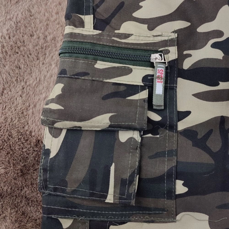 Bojówki Męskie moro z elastycznym pasem i kieszeniami