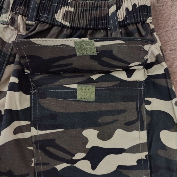 Bojówki Męskie moro z elastycznym pasem i kieszeniami