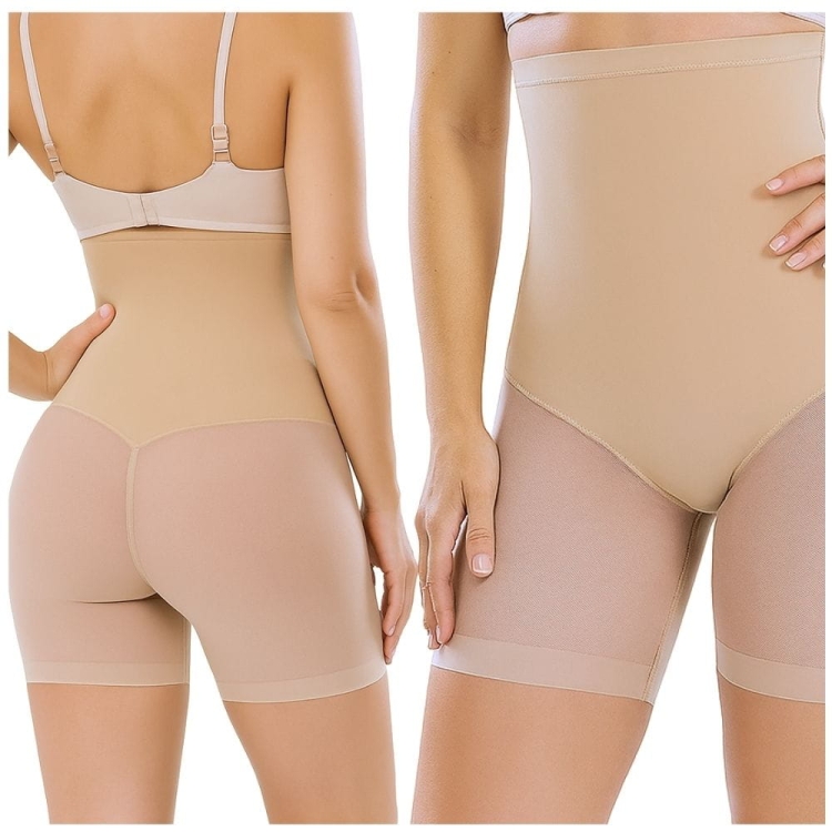 Majtki wyszczuplające brzuch z nogawkami przeciw otarciom
