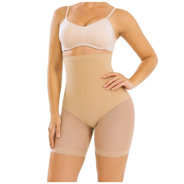 Majtki wyszczuplające brzuch z nogawkami przeciw otarciom