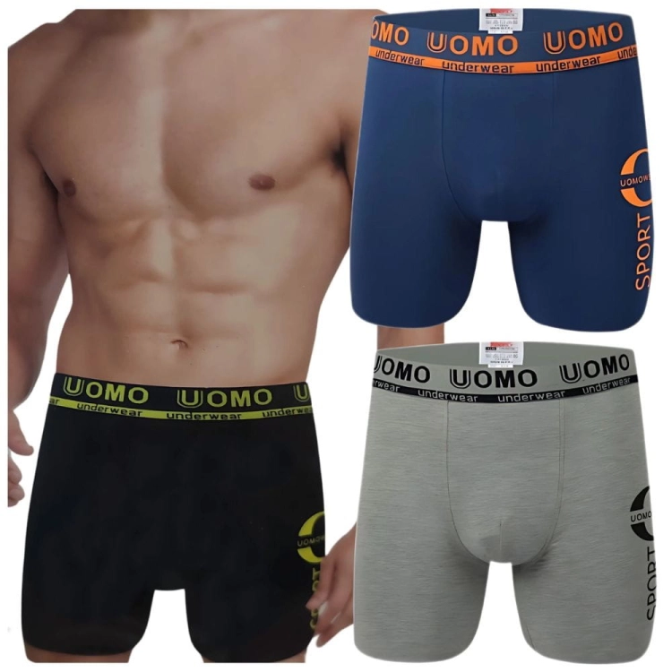 Bokserki Męskie Bawełniane z Długą Nogawką 3-Pak