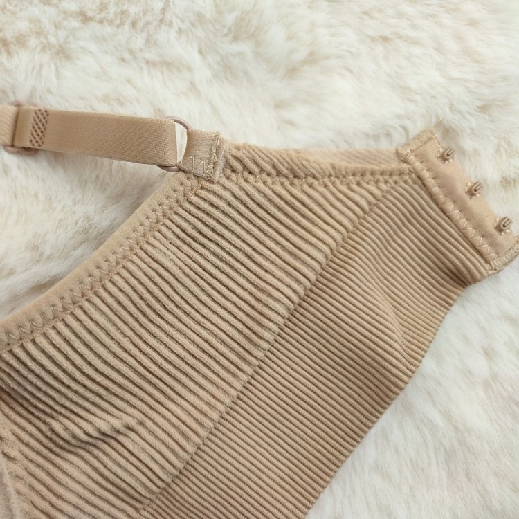 Biustonosz półusztywniany bordowy bez fiszbin z prążkiem