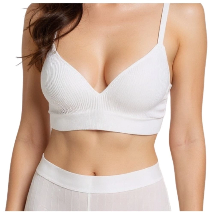 Biustonosz Prążkowany Biały Wygodny i Modelujący Biust