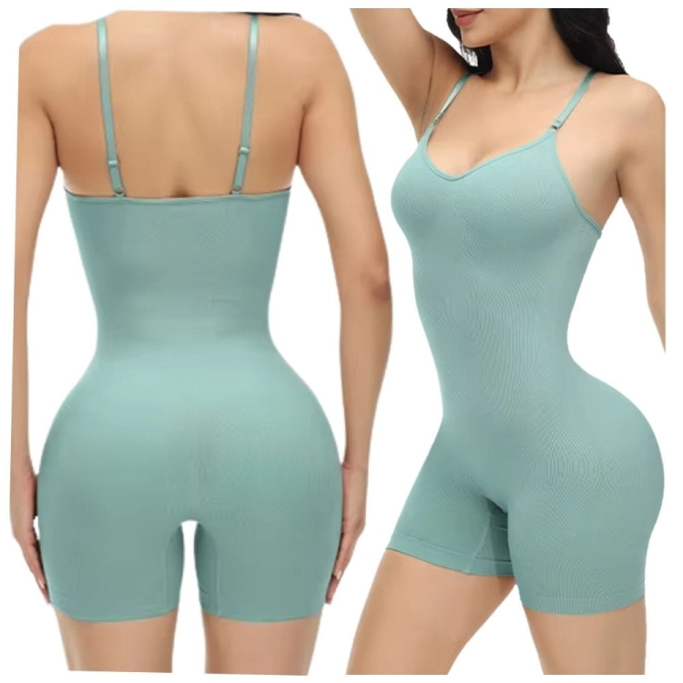 Body Damskie Modelujące Miętowe Z Krótkimi Nogawkami