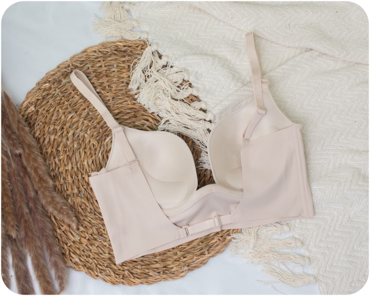 Biustonosz z Głębokim Dekoltem Biały Push-Up