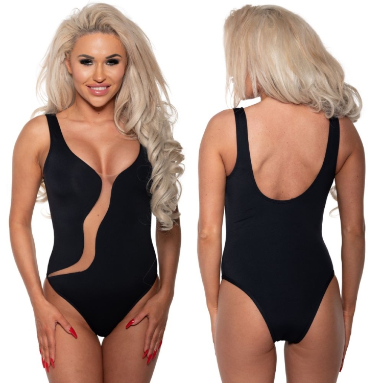 Strój kąpielowy jednoczęściowy czarny z siateczką