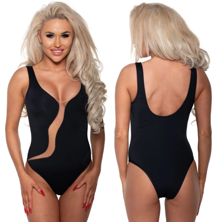 Strój kąpielowy jednoczęściowy czarny z siateczką