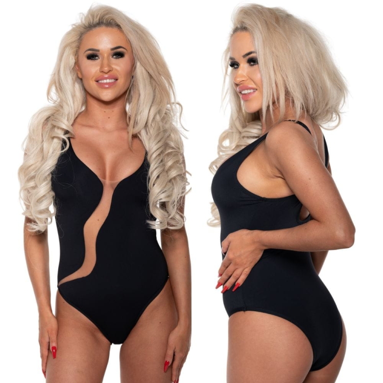 Strój kąpielowy jednoczęściowy czarny z siateczką