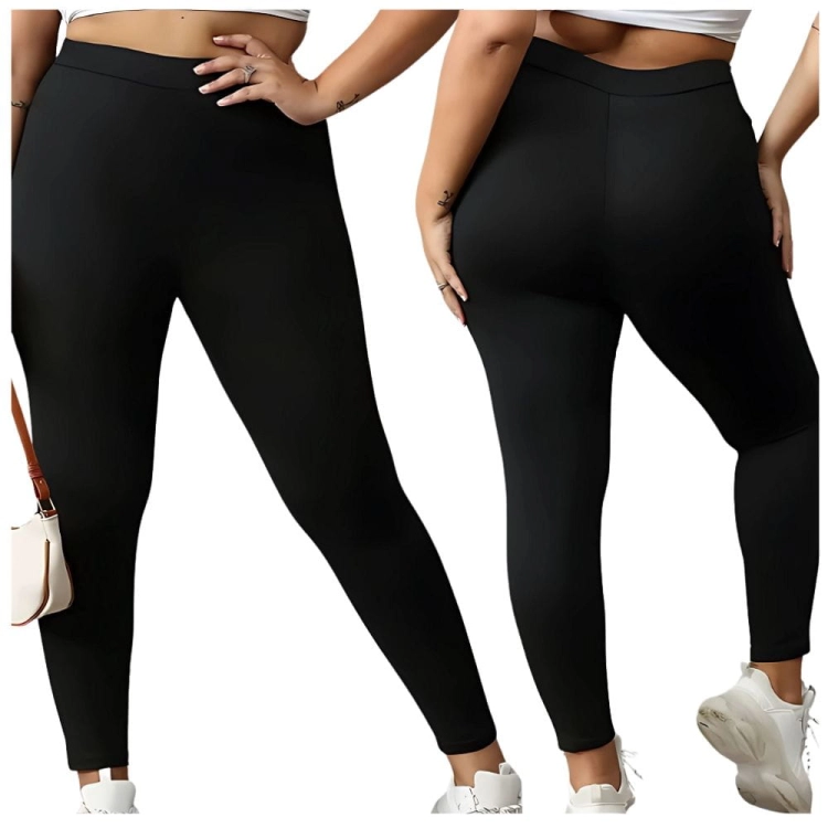 Legginsy damskie bambusowe elastyczne gładkie czarne