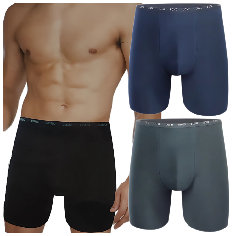 Bokserki Męskie Bawełniane z Długą Nogawką 3-PAK