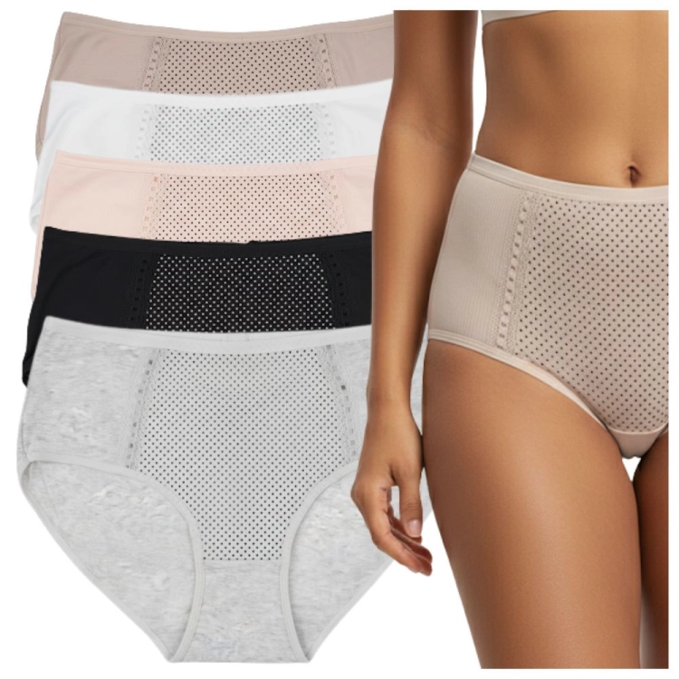 Majtki Damskie Figi Bawełniane Wygodne z Kropkami 6-Pak