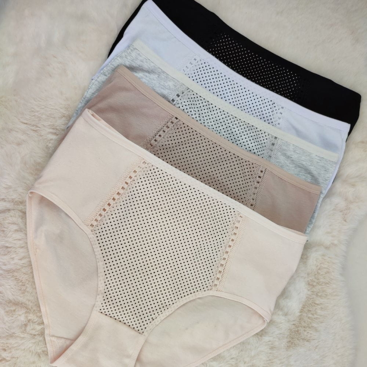 Majtki Damskie Figi Bawełniane Wygodne z Kropkami 6-Pak