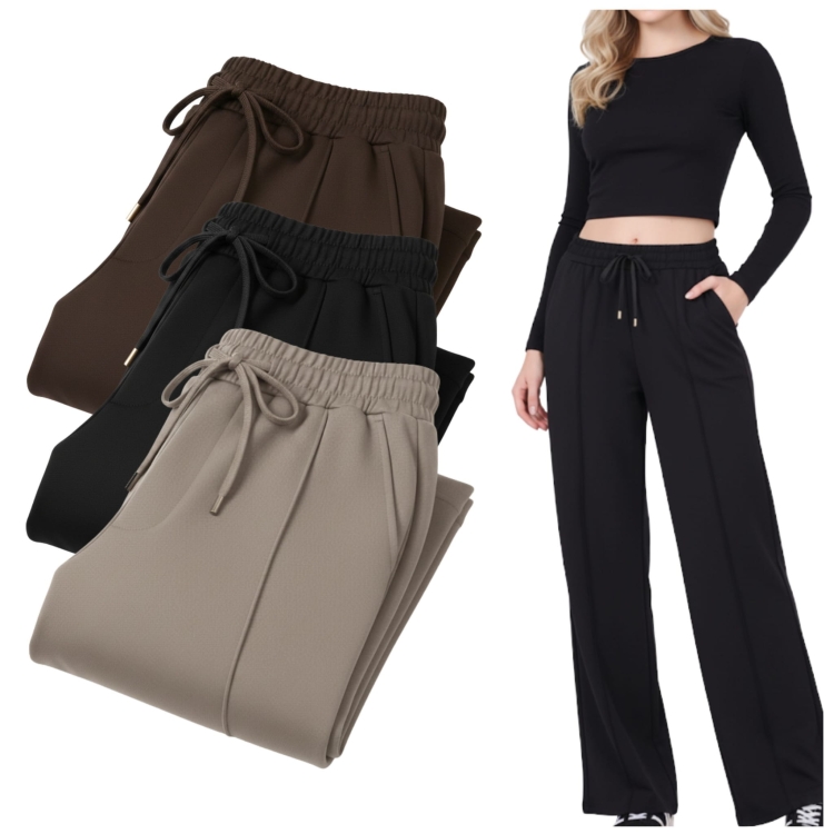 Spodnie Szerokie Damskie Luźne Uniwersalne Casual Wide Leg