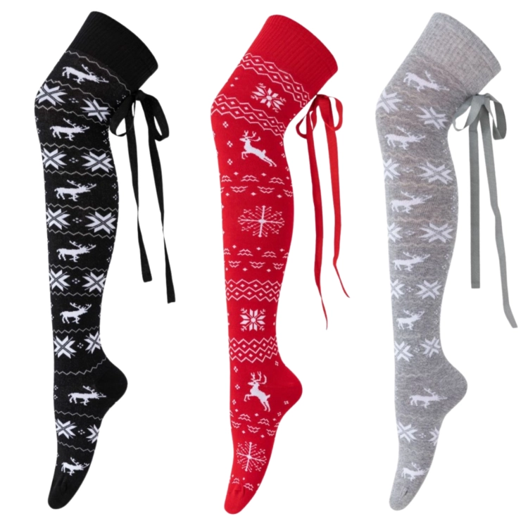 Zakolanówki Damskie Świąteczne Bawełniane Z kokardką 3-Pak