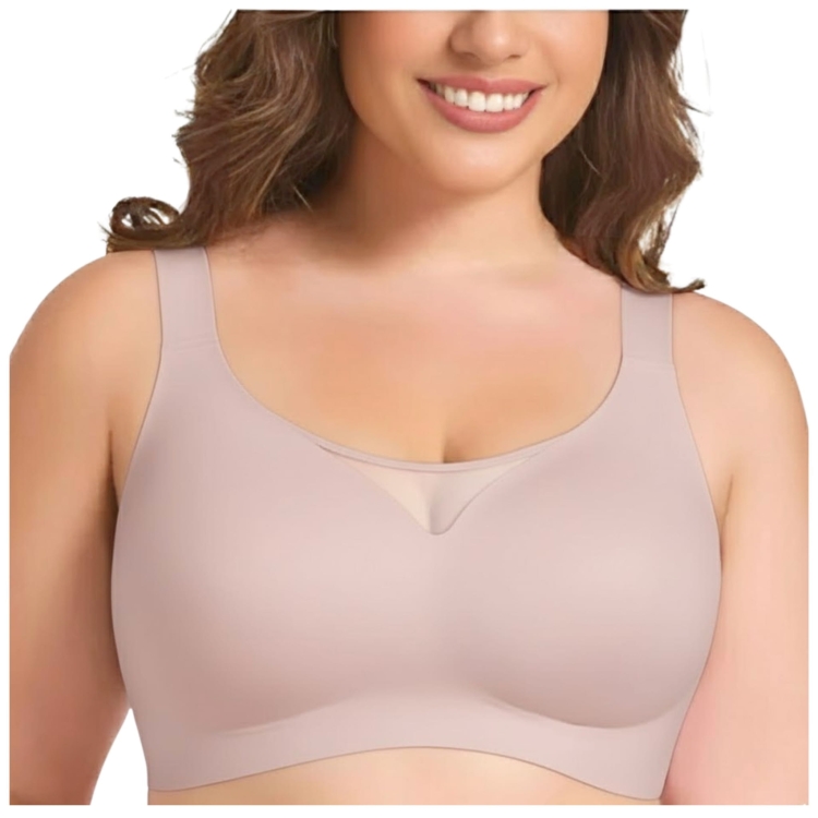 Biustonosz Miękki bez Fiszbin Niewidoczny Damski Pudrowy Róż