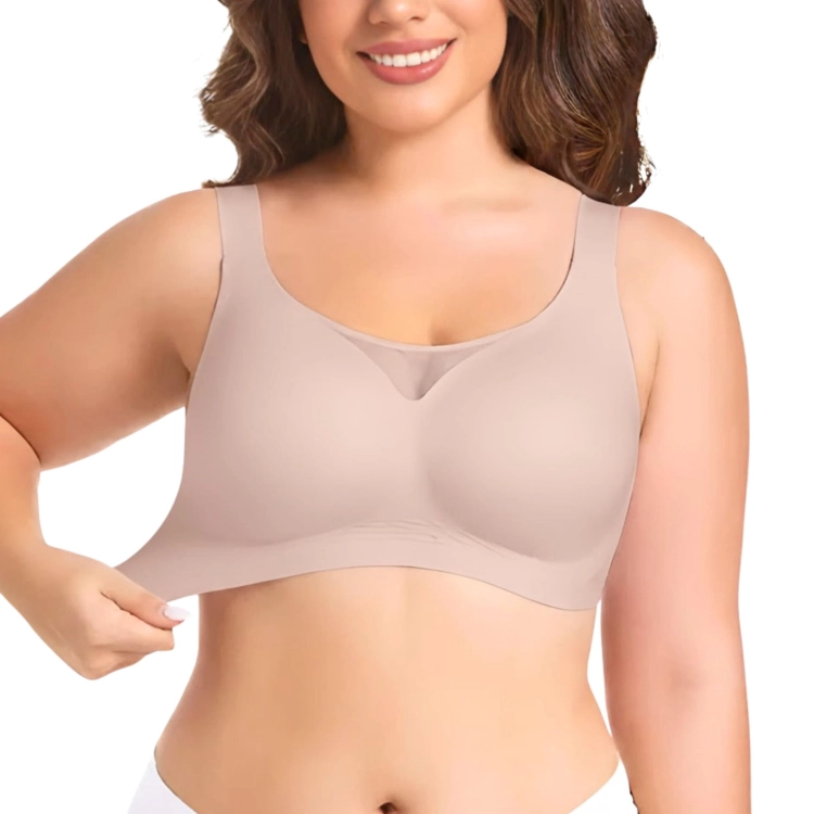 Biustonosz Miękki bez Fiszbin Niewidoczny Damski Pudrowy Róż