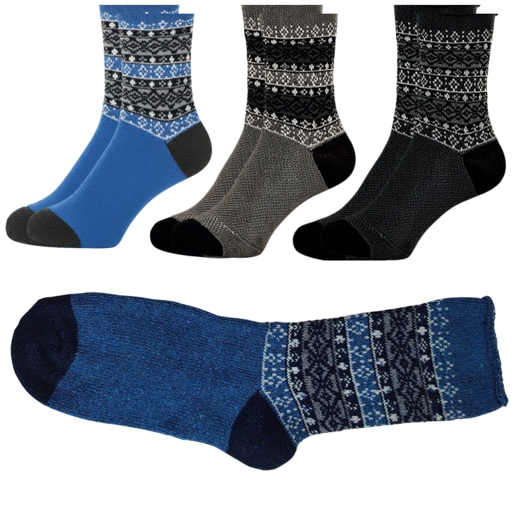 Skarpety Męskie Zimowe Wełniane Norweskie Na Mróz 3-pak