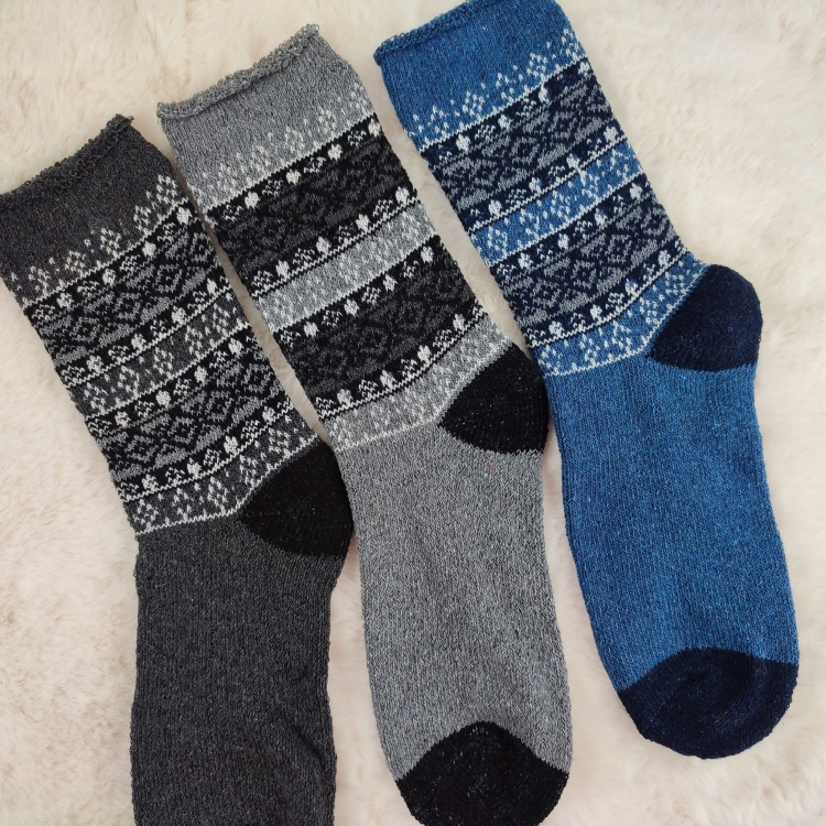 Skarpety Męskie Zimowe Wełniane Norweskie Na Mróz 3-pak