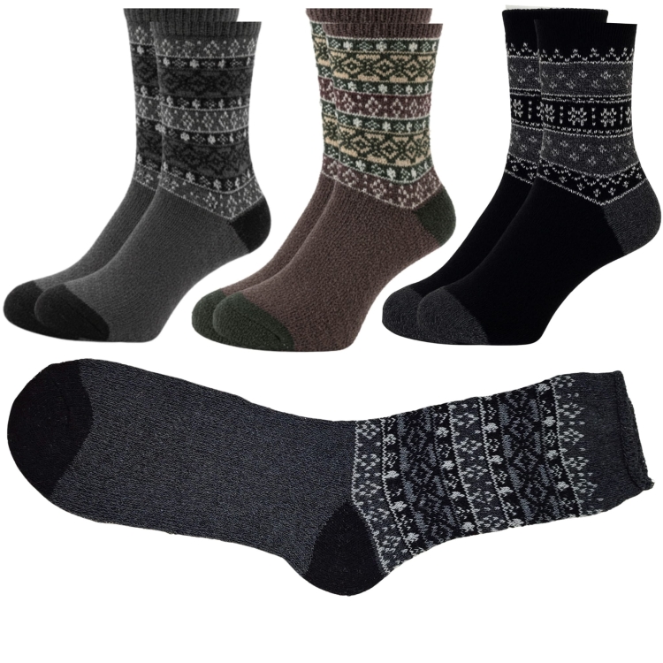 Skarpety Męskie Zimowe Wełniane Norweskie Na Mróz 3-pak