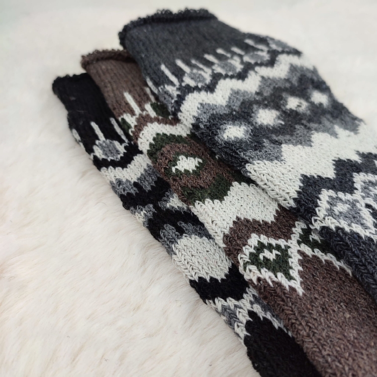 Skarpety Wełna Z Norweskim Wzorem Zimowe Męskie 3-pak