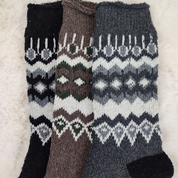 Skarpety Wełna Z Norweskim Wzorem Zimowe Męskie 3-pak