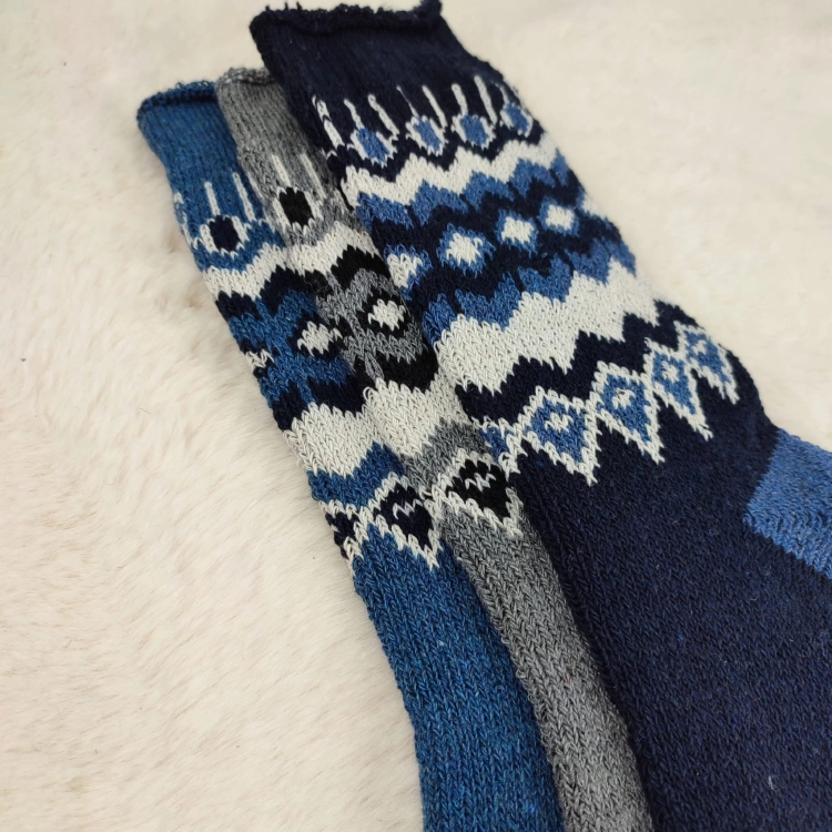 Skarpety Wełna Z Norweskim Wzorem Zimowe Męskie 3-pak