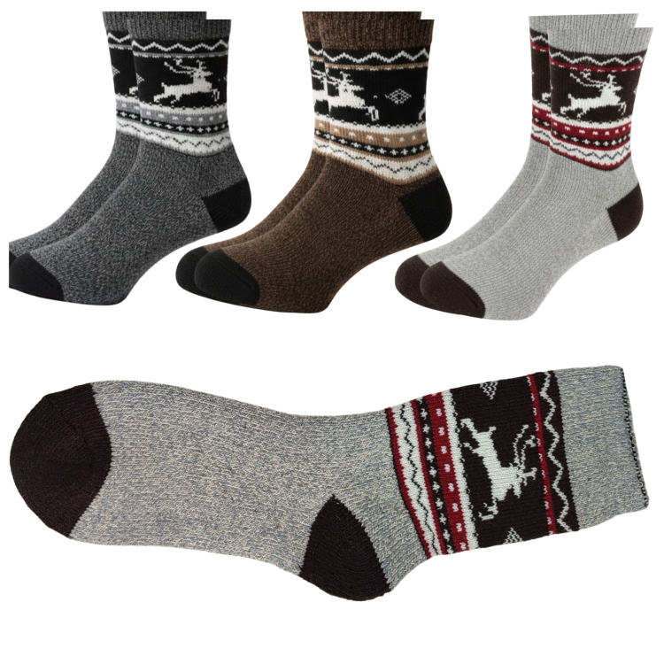 Skarpety Alpaka Norweskie Komfortowe Bezuciskowe Grube 3-pak