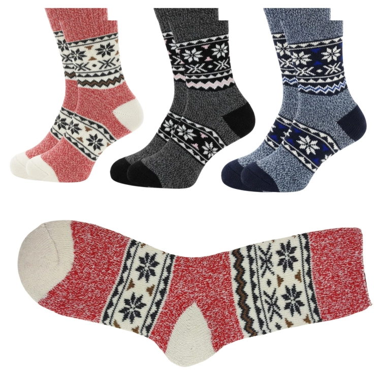 Grube Skarpety Damskie Alpaka Z Norweskim Wzorem 3-pak