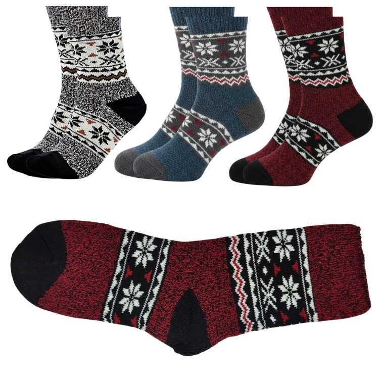 Grube Skarpety Damskie Alpaka Z Norweskim Wzorem 3-pak
