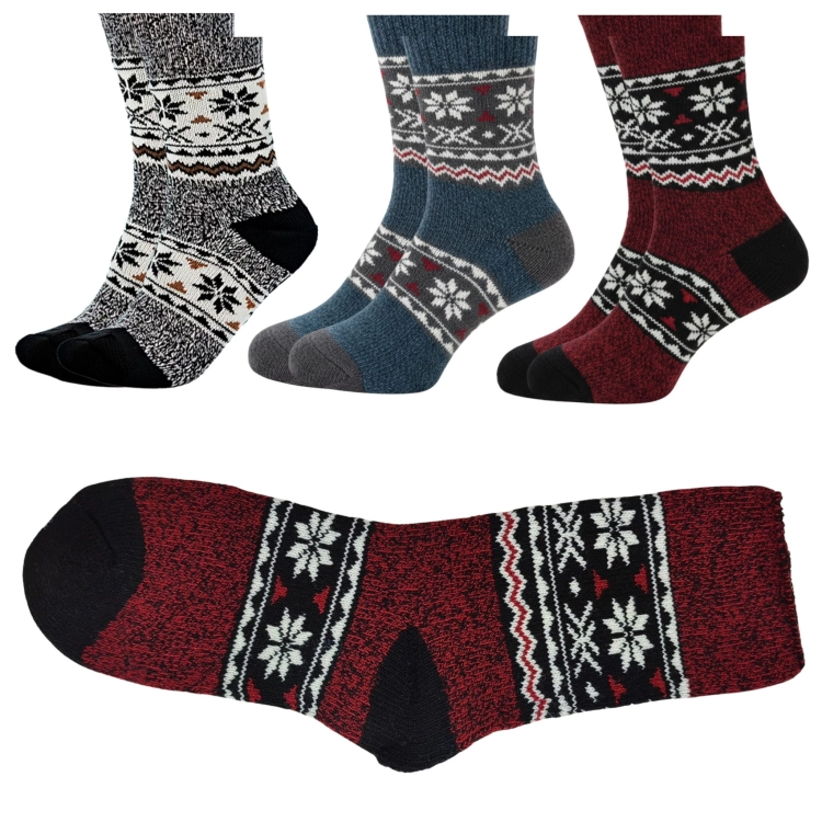 Grube Skarpety Damskie Alpaka Z Norweskim Wzorem 3-pak