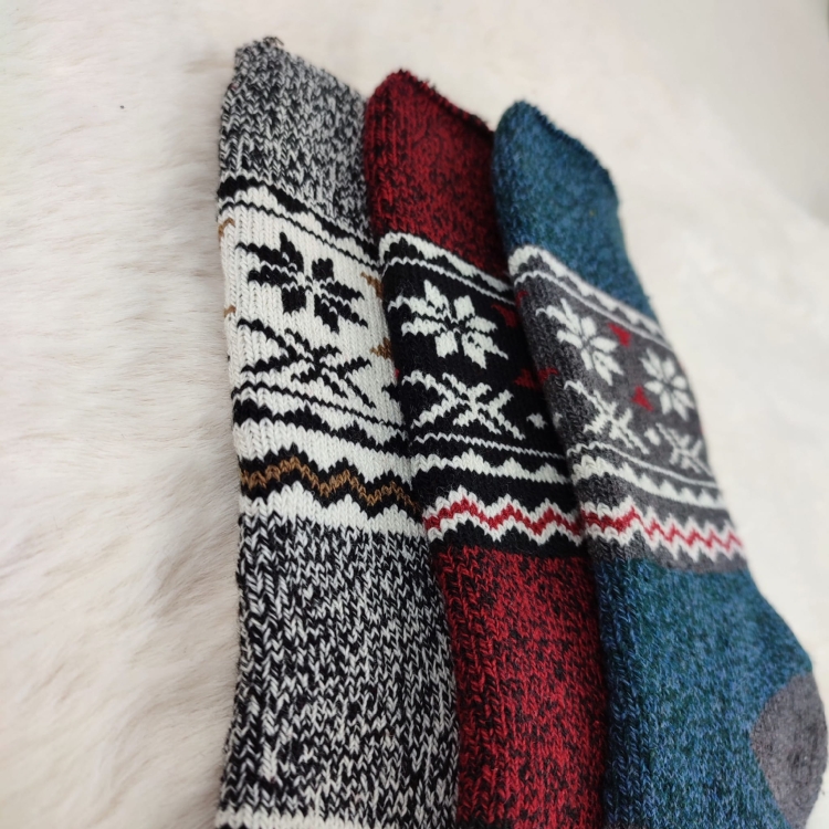 Grube Skarpety Damskie Alpaka Z Norweskim Wzorem 3-pak