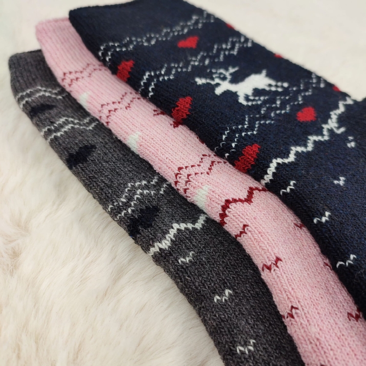 Skarpety Damskie Alpaka Z Norweskim Wzorem Grube 3-pak
