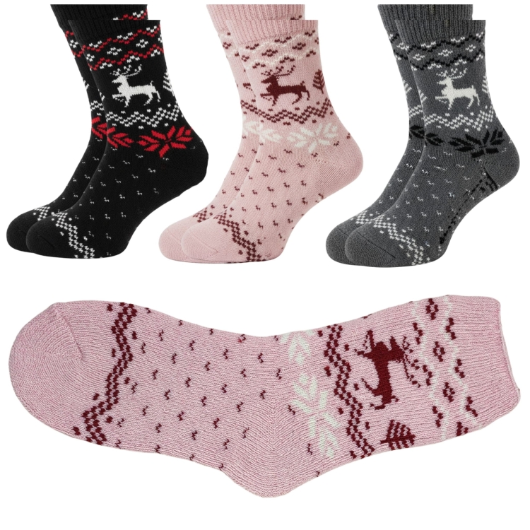 Skarpetki Damskie Ciepłe Długie Komfortowe Zimowe Grube 3-pak