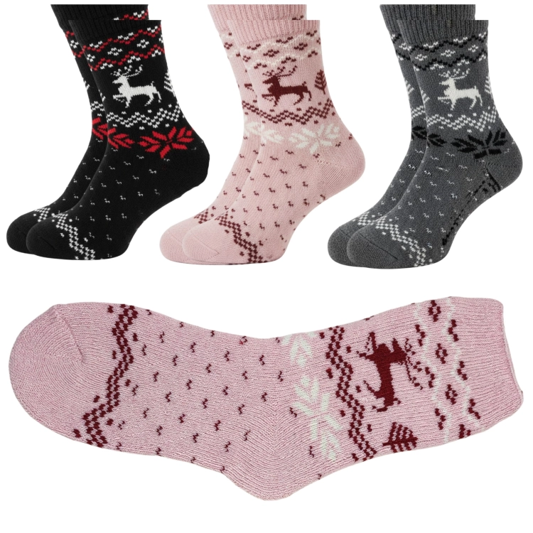 Skarpetki Damskie Ciepłe Długie Komfortowe Zimowe Grube 3-pak