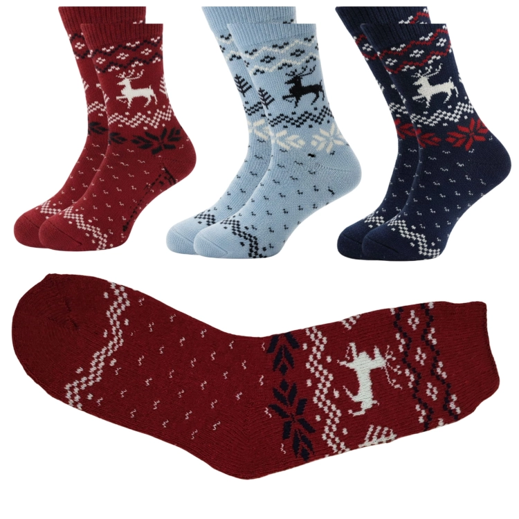 Skarpetki Damskie Ciepłe Długie Komfortowe Zimowe Grube 3-pak