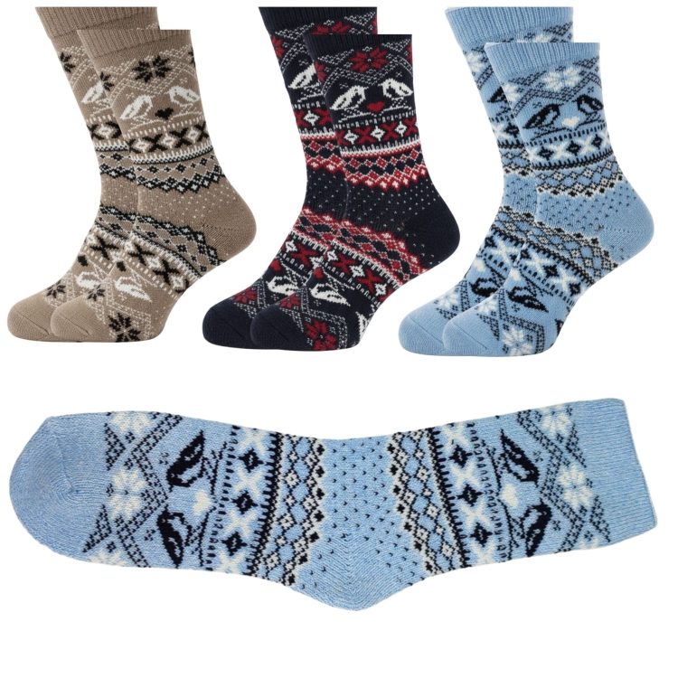 Skarpetki Wełniane Damskie Naturalne Długie Komfortowe 3-pak