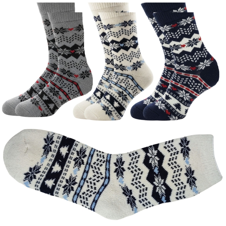 Skarpetki Wełniane Ciepłe Damskie Wygodne Na Zimę 3-pak