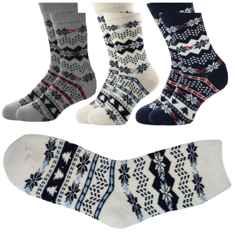 Skarpetki Wełniane Ciepłe Damskie Wygodne Na Zimę 3-pak