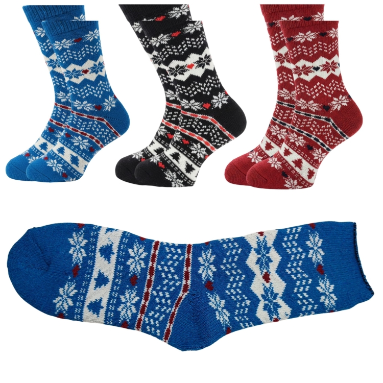 Skarpetki Wełniane Ciepłe Damskie Wygodne Na Zimę 3-pak