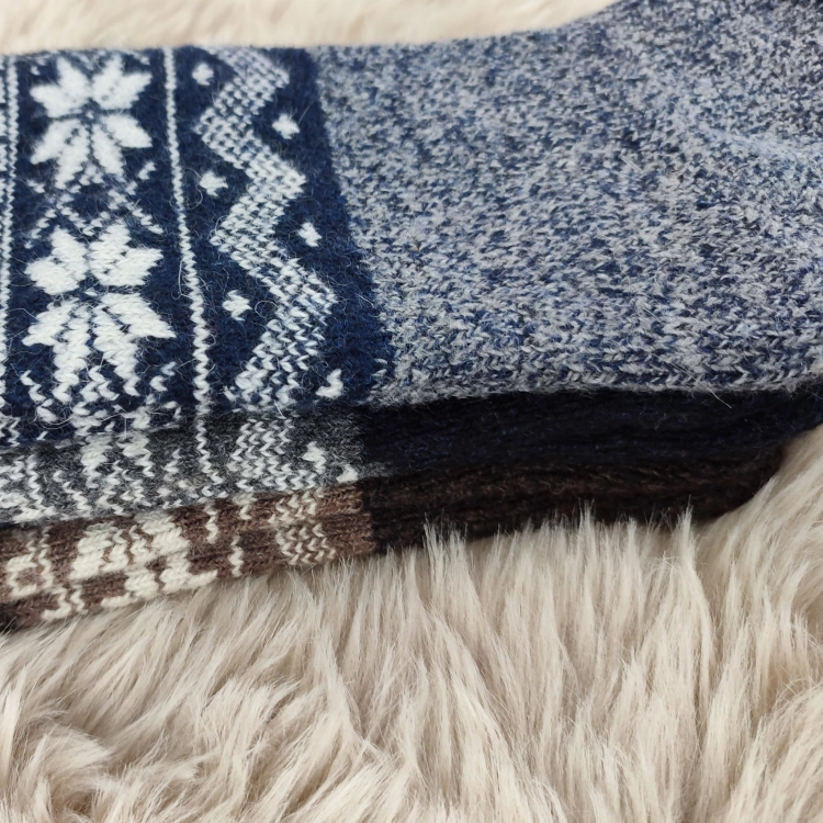 Skarpety Wełniane Ciepłe Naturalne Z Norweskim Wzorem 3 Pak