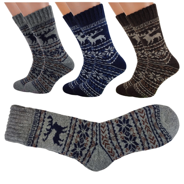 Skarpety Z Alpaki Wełniane Zimowe Bezuciskowe Na Mróz 3 Pak