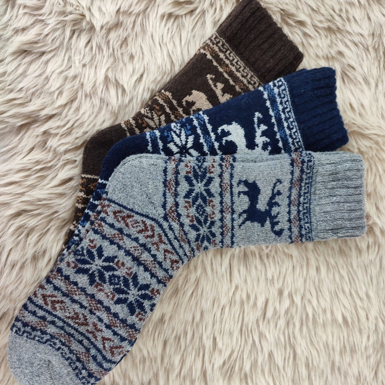 Skarpety Z Alpaki Wełniane Zimowe Bezuciskowe Na Mróz 3 Pak