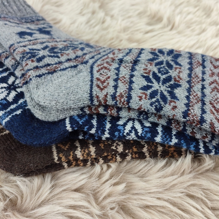 Skarpety Z Alpaki Wełniane Zimowe Bezuciskowe Na Mróz 3 Pak