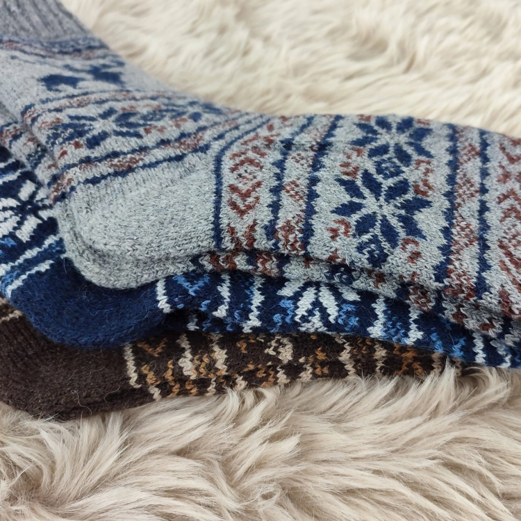 Skarpety Z Alpaki Wełniane Zimowe Bezuciskowe Na Mróz 3 Pak